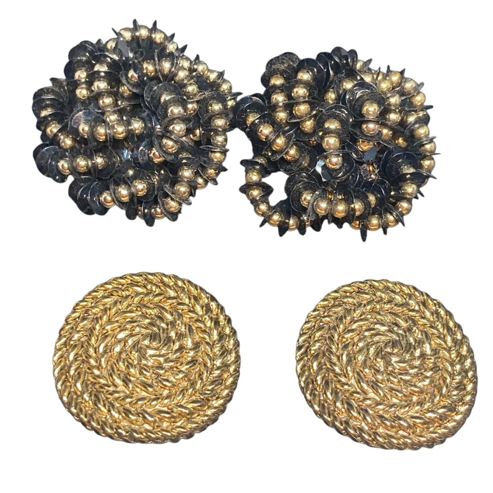 Vintage Black & Gold Shoe Clips 2 Pair